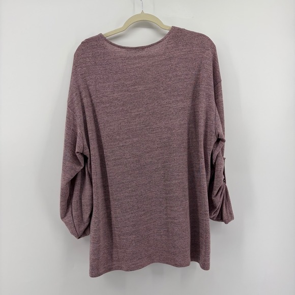 Messic Women's Long Sleeve Leopard Print V-Neck Tunic Top Dusty Rose XXL - Picture 3 of 7